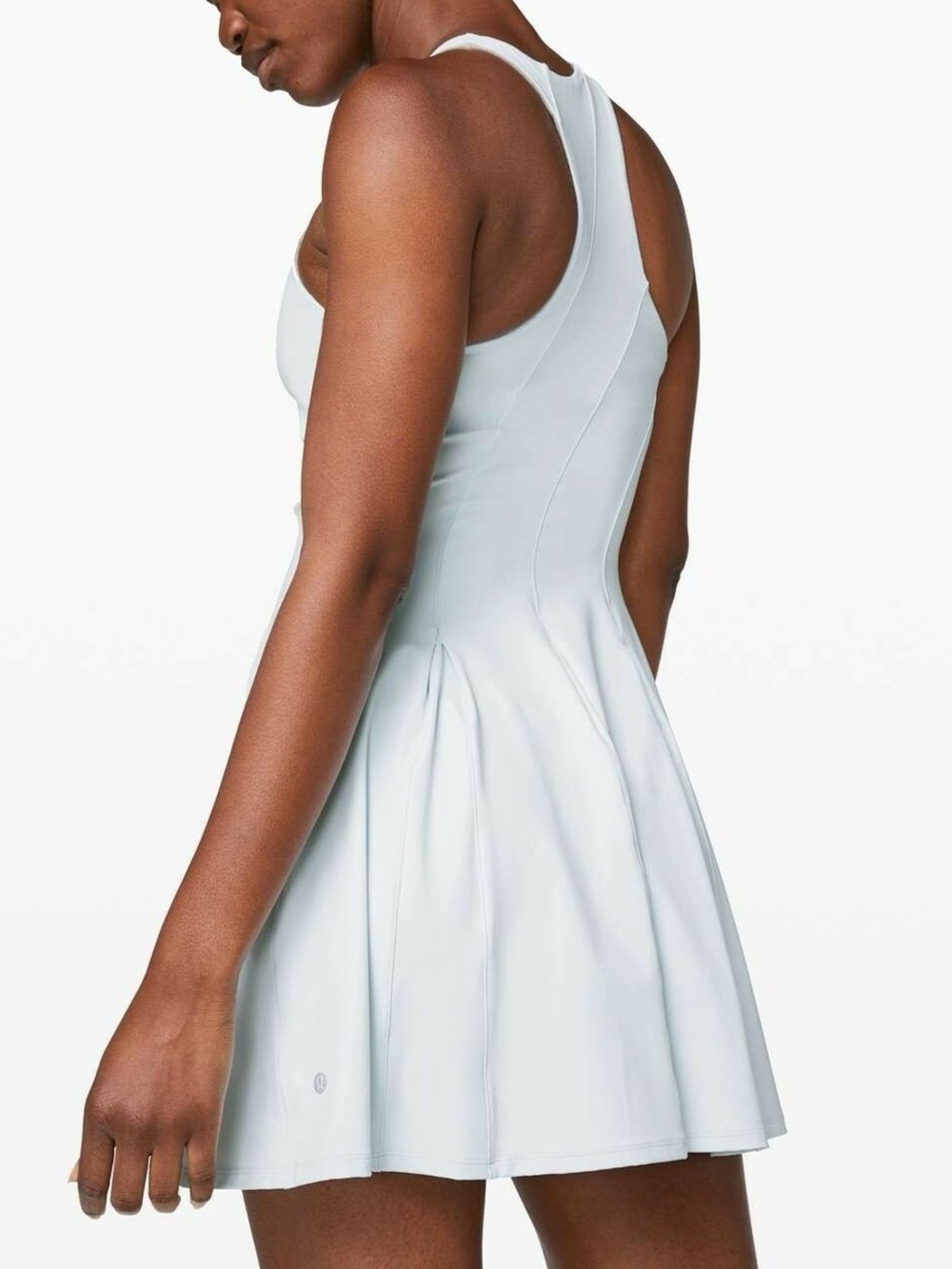 Lululemon White Court Crush Tennis Dress with diagonal seam design, size 6 small